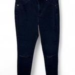 EXPRESS Mid Rise Skinny Jeans 2S Dark Wash Ripped Knees 4-Way Stretch Denim Photo 0