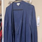 Wonderly  Navy Blue Cardigan Sz M sweater open Longline Duster Cotton Photo 1