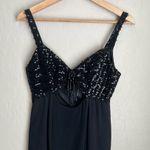 Vintage 80s Flirtations Beaded Sequin Evening Gown Dress Black Photo 3