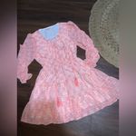 LoveColette tiered long sleeve Boho print lace up tassel party event dress $98 Orange Size L Photo 1