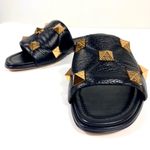 Valentino Garavani  Roman Stud Matelasse Slide Sandals Black 37 NEW Photo 5