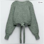 ZARA  Chunky Green Wrap Sweater Cropped Oversized Balloon Sleeve Cardigan Shawl Photo 2