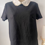 Black Top with Pearl Collar Size M Photo 0