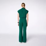 FIGS Rafaela Cargo Wide Leg ScrubJumpsuit in Hunter Green, Size Medium Photo 8