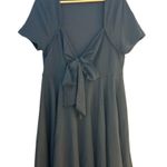 SheIn  Curve 2X Black Sweetheart Neckline Front Tie Short Sleeve MIDI‎ Dress New Photo 0