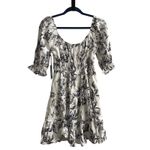 MARY & MO White Black Floral Print Tiered Ruffle Square Neck Midi Dress M Size M Photo 3