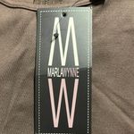 MarlaWynne Dress Sz L Shift Brown Long Sleeves Faux Leather Trim Closet Staple Photo 5