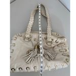 Michael Kors Cream White Woven Strap Rivet Top Handle Tassel Handbag Purse Photo 8