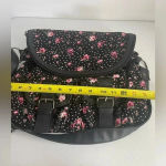 Olsenboye  Floral Crossbody Bag Corduroy Black Pink Leather Strap GUC! 0096‎ Photo 7