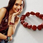 Free People  Ariana Ost Crystal Stone Chunky Bracelet Red Jasper Western Bohemian Photo 1