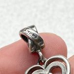 925 Italian Silver Mother Daughter Heart Charm With CZ Crystals Compatible Gift Photo 3