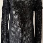 Handmade black crochet abstract heart appliqué coverup Photo 0