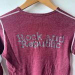 Rock & Republic Top Women S Red Raw Stitch Y2K Grunge Punk 90s Long Sleeve Photo 3