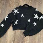 Star Pattern Crew Neck Drop Shoulder Sweater Size M Black Size M Photo 3