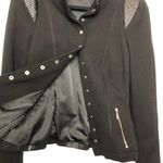 Bandolino Embellished Shoulder Fitted Jacket with Faux Leather Detail Black Photo 9