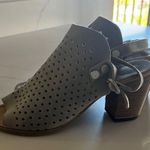 Sophia Milano Gray Block Heel Mules with Perforated Design Photo 1