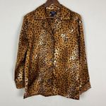 CHAPS Pajama Set Womens Large Leopard Embroidered Pocket 2 Piece PJs Shirt Pants Photo 6