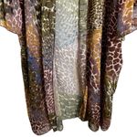 Democracy  Sheer Animal Print Cardigan Kimono Open Front Ruffle Boho Womens 1X Photo 5