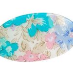 Vintage Oval Shaped Floral Print Pastel Colored Hair Barrette Art Deco 1980s Photo 0