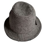 Nine West Multi Brown Wool Blend Fedora Hat Leather Trim Buckle Detail Photo 3