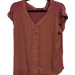 Fortune + Ivy  Mauve Pink Mixed Media Blouse | Business Casual Office Chic Top S Photo 0