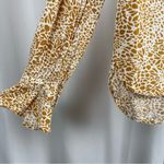 Loft XS Abstract Print Flowy Cottagecore Peasant Top Modest V Neck Ruffle Wrist Photo 3