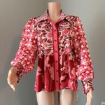 Dalia MacPhee Collared Shirt Dress Womens Red Pink Geo Floral missing Belt #148 Size undefined Photo 0