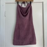 ZARA fuzzy knit mauve purple fitted mini halter dress women’s large sleeveless Photo 7