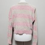 Romeo + Juliet Couture pink tan striped cropped chenille sweater size medium Photo 4