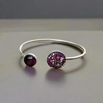 Purple Galaxy Crystal Rhinestone Silver Tone Metal Open Cuff Bangle Bracelet Photo 1