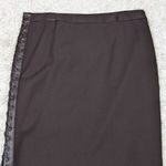 BCBGMAXAZRIA  Leather Trim Knee Length Pencil Skirt Brown Size 6 Photo 6