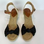 Lucky Brand Lucky Brand Espadrilles Wedge Sandals 9.5 Black Knotted Canvas Raffia Krizhy Photo 1