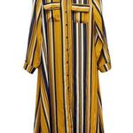 Lulus Cannes Golden Yellow Metallic Striped Long Sleeve Duster Womens Size Small Photo 0
