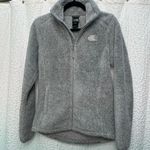 The North Face Women’s Gray Teddy Jacket Cozy Fleece Stand-Up Collar Size S Photo 0
