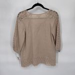 Charter Club Coastal Grandmother Top Womens PS Tan Luxury Linen Crochet Trim NEW Photo 6