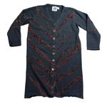 Vintage Storybook Knits Tiger Stripe Cardigan Sweater Women's Large Black FLAW Photo 0