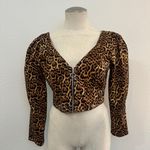 ZARA NWT Crop Leopard Print Zipper Front Top Photo 2