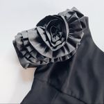 Shani Dramatic Rosette Sleeve Crepe Sheath Cocktail Dress Black Size 12 Photo 9