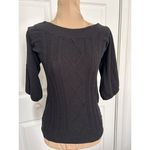 Buffalo David Bitton David Bitton BUFFALO Black Short Puff Sleeve Boat Neck Cable Front Sweater Top S Photo 1