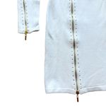 Bebe 🔃 White Long Sleeve Zipper Accent Mini Sweater Dress Photo 4