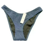 J.Crew  Textured Curved Waist Cheeky Bikini Bottom Demi Blue Size Small Photo 0