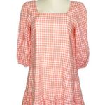 NWT Blecker 126 Gingham Square Neck Mini Dress Pink Size 6 Photo 0