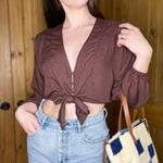 Urban Outfitters  Cropped 70s Boho Chic Blouse Top Size XS Photo 2