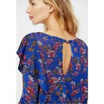 Free People Dock Street Top in Blue Combo Size XS NWT NEW Cobalt Floral Western Photo 3