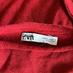 ZARA NWOT  Boat Neck Long Sleeve Super Soft Midi Dress Stretch Red Medium Photo 6