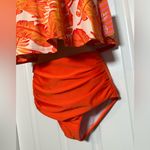 Kortni Jeane NWT  Orange Tropical Tank Bikini Top with Ruched High Rise Bottoms Photo 2