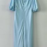 Alexia Admor NWT Lorelei Halogen Blue Satin Button Midi Dress Photo 2