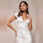 Lulus Loveliest Dream White Satin Jacquard Backless Mermaid Maxi Dress Size L Size L Photo 3