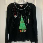 White Stag  Black Christmas Applique Ugly Christmas Sweater M Photo 0