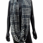 Loft  Black White Houndstooth Infinity Scarf Soft Knit Loop Winter Accessory Photo 0